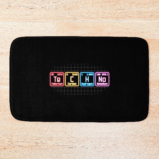 Techno Electronic Music Periodic Table Dj Bath Mats