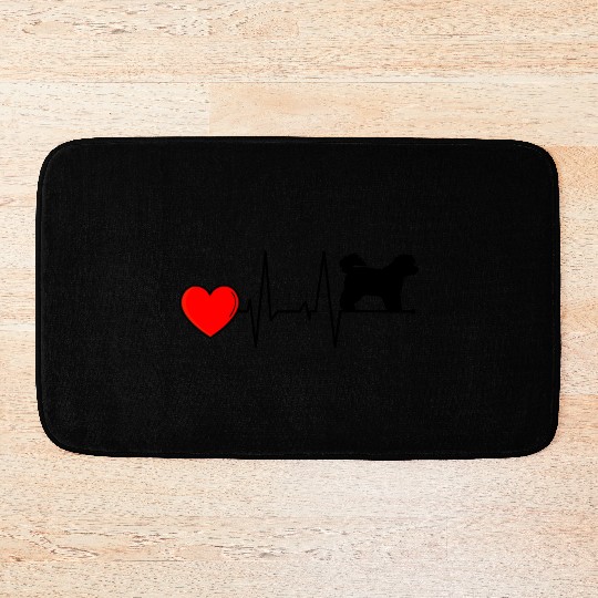 Bichon Frise Mom Heartbeat I Love My Black Bath Mats