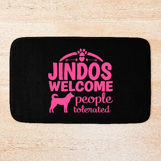Korean Jindo Dog Welcome Saying Mom Girl Pink Bath Mats