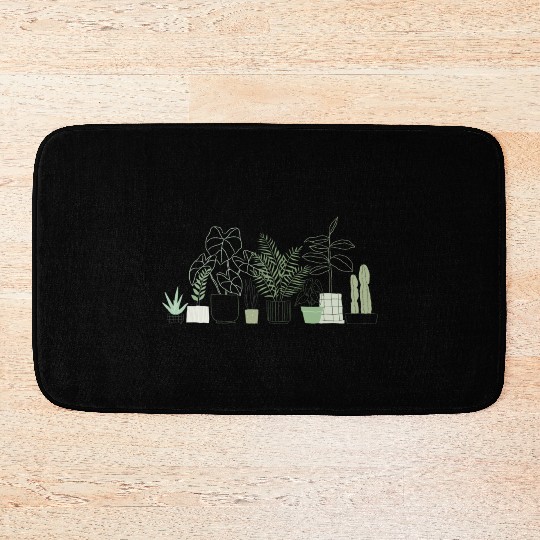 plants in pot and cactus for plant lover Bath Mats