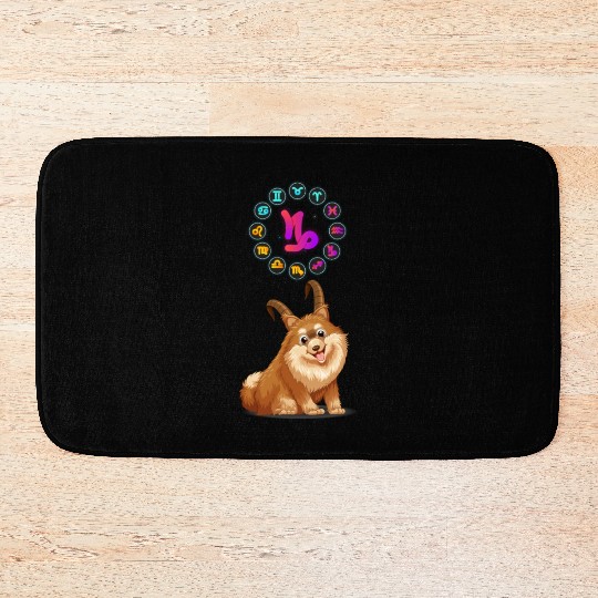 Funny Dog Lover Horoscope Capricorn Zodiac Sign Bath Mats