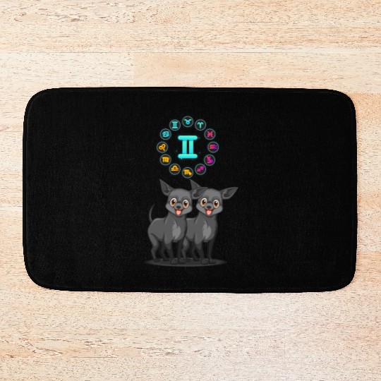 Funny Dog Lover Horoscope Gemini Zodiac Sign Cool Bath Mats