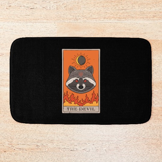 Raccoon Devil Tarot Card Reader Bath Mats