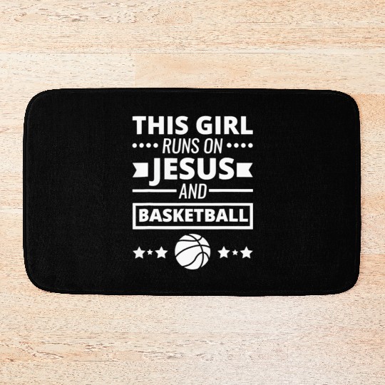 This Girl Runs On Jesus And Basketball Bath Mats Chris