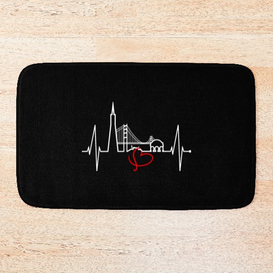 San Francisco Skyline Heartbeat California Lover Bath Mats