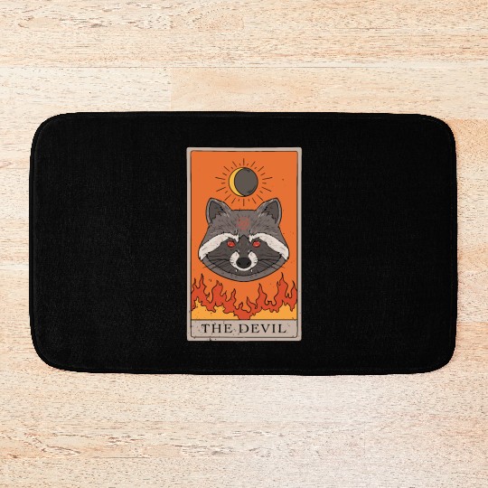 Racoon Devil Tarot Card Reader Bath Mats