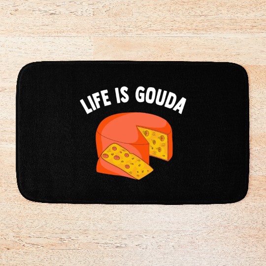 Gouda Cheese Slices charcuterie cheese board Bath Mats