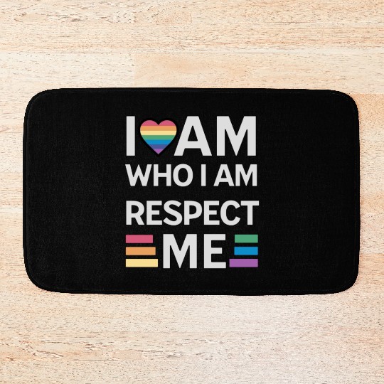 i am who i am respect me rainbow unisex Bath Mats