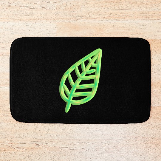 leaf icon nature green thick Bath Mats