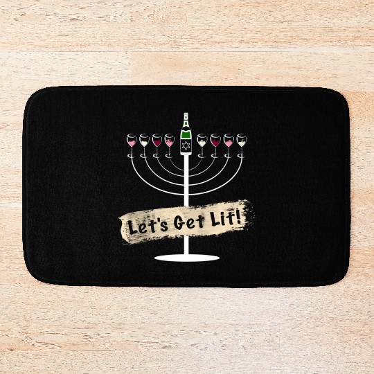 Let's Get Lit Wine Lovers Hanukkah Bath Mats