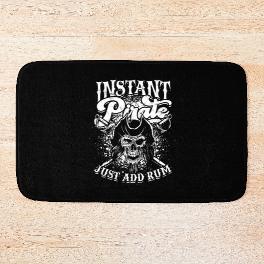 Instant pirate just add rum - skull captain Bath Mats