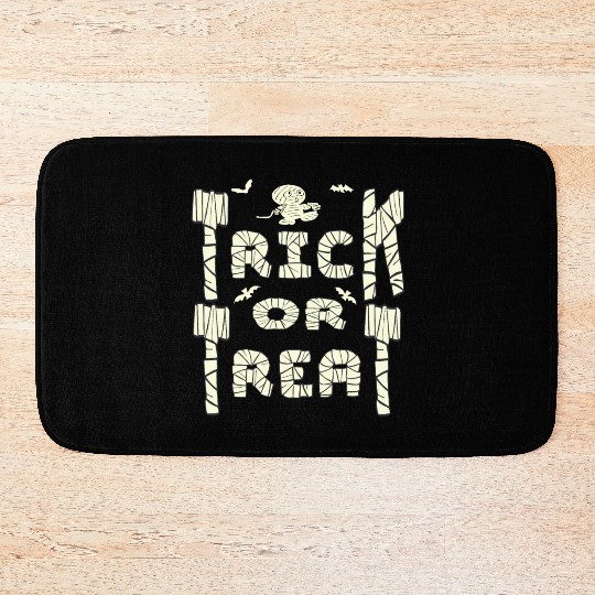 Trick or treat funny mummy Bath Mats