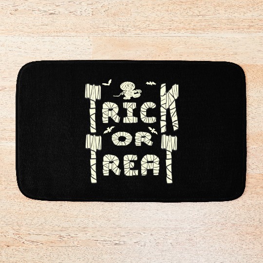 Trick or treat funny mummy Bath Mats