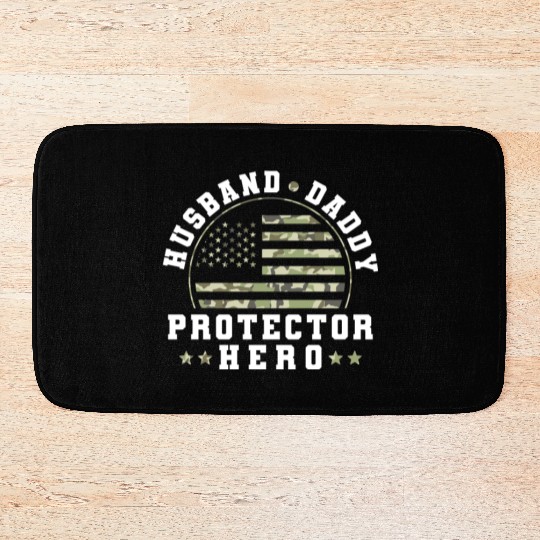 Husband Daddy Protector Hero US Army Veteran Bath Mats