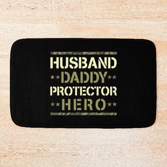 Husband Daddy Protector Hero US Army Veteran Bath Mats