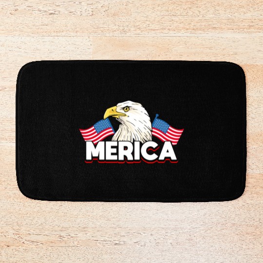 Merica Bald Eagle US Flag Independence Bath Mats