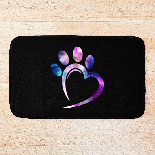 Galaxy Cat Paw Heart Cat Lover Bath Mats