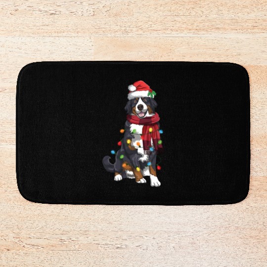 Bernese Mountain Christmas Light Funny Dog Lover Bath Mats