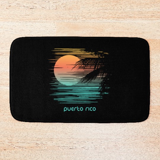 Artistic Puerto Rico Palm Tree Vacation Souvenir Bath Mats