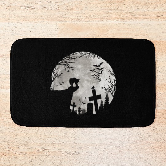 Halloween Black Cat Werewolf Full Moon Bats trick Bath Mats