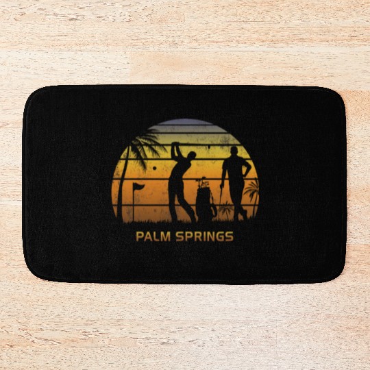 Retro Palm Springs Golf Golfing Fan Golfer Gift Bath Mats