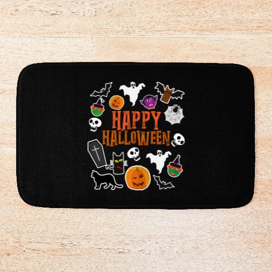 Pumpkin Lantern Skull Ghost Happy Halloween Bath Mats