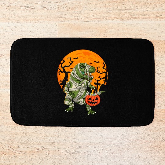 Mummy T-Rex Dinosaur Trick Or Treat Halloween Bath Mats