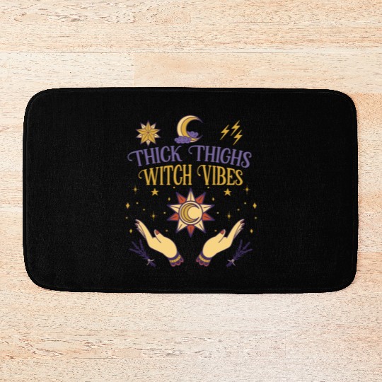 Thick Thighs Witch Vibes Goth Halloween Bath Mats