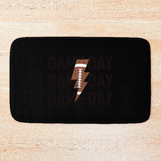 Game Day Football Distressed Lightning Bolt Bath Mats