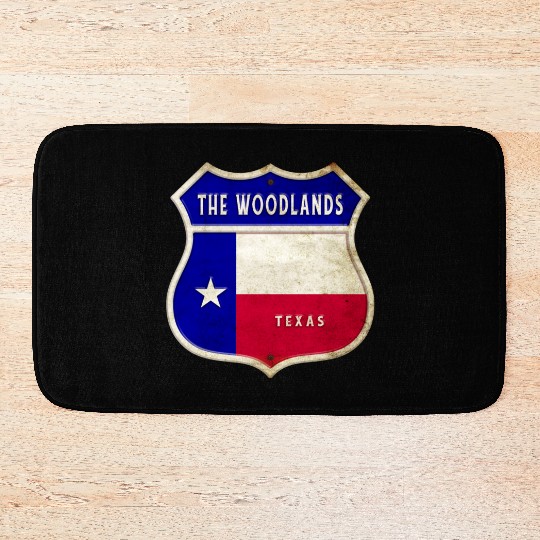The Woodlands Texas Crest Flag Design Bath Mats
