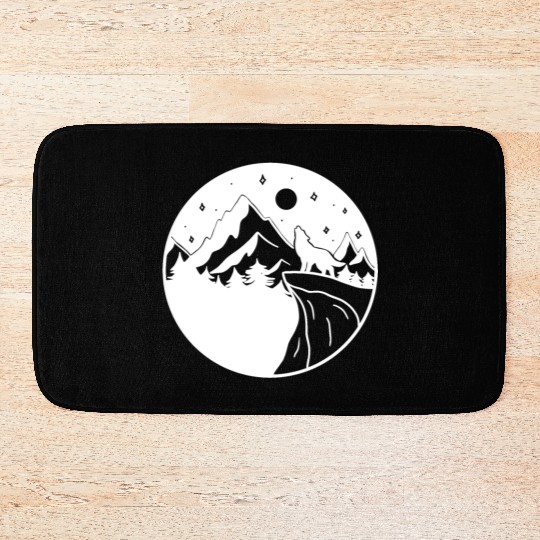 Wolf on the Mountain Bath Mats