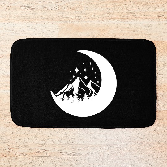 Mountains in the moon Full moon Bath Mats