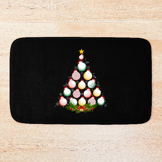 Matching Christmas Pajama Golf Balls Xmas Tree Bath Mats