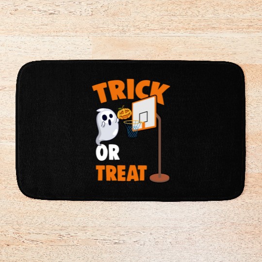 Creepy Basketball Pumpkin Ghost A Trick Or Treat Bath Mats