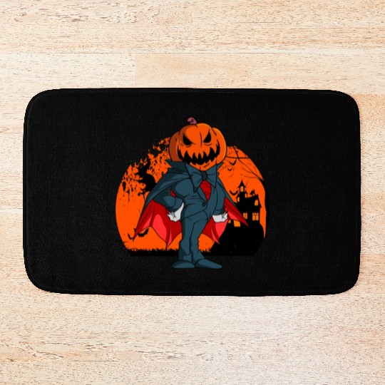 Vampire Pumpkin Head Jack O' Lantern Halloween Bath Mats