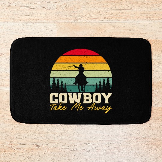Cowboy Take Me Away Western Rodeo Horseback Riding Bath Mats