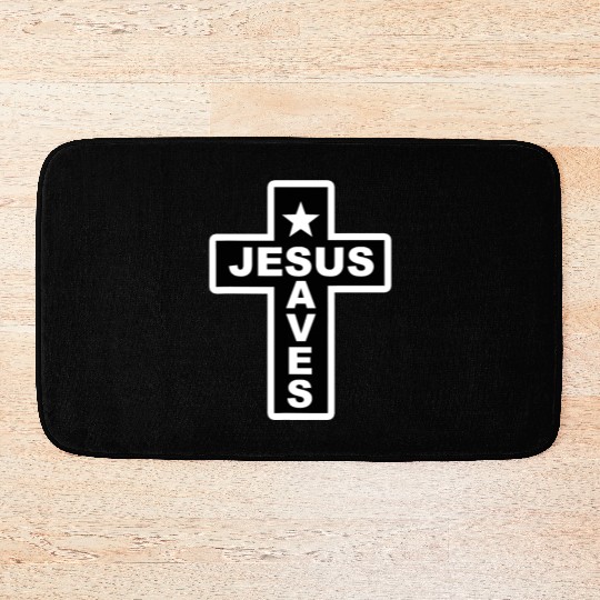 Jesus Saves Christian Faith Bible Cross Bath Mats