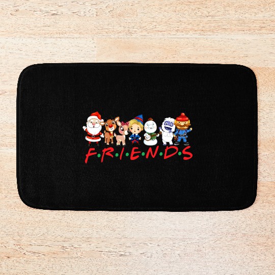 Christmas Friends Santa Rudolph Snowman Family Bath Mats