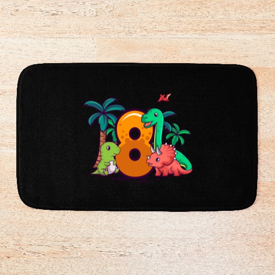 8th Birthday Trex Triceratops Dinosaur 8 Year Bath Mats