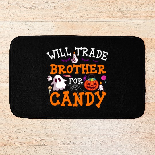 Will Trade Brother For Candy Pumpkin Halloween Bath Mats