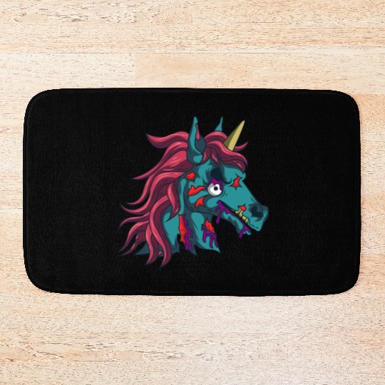 Zombiecorn Zombie Unicorn Goth Gothic Halloween Bath Mats