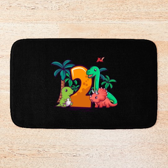 2nd Birthday Trex Triceratops Dinosaur 2 Year Bath Mats