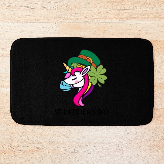Toddler Girls St Patricks Day Rainbow Unicorn Face Bath Mats