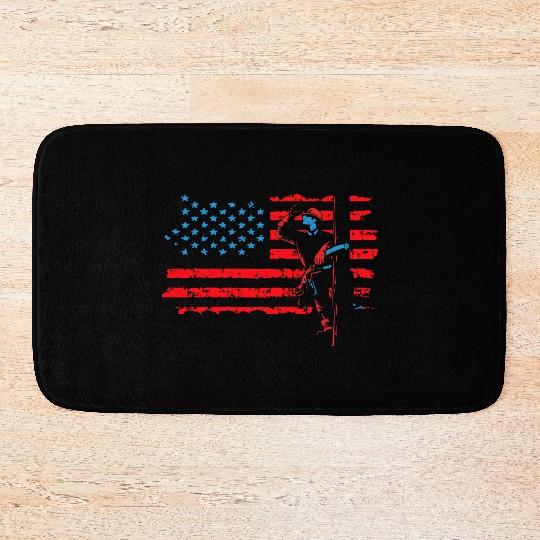 Lineman Electrician US Flag Gift For Men And Women Bath Mats