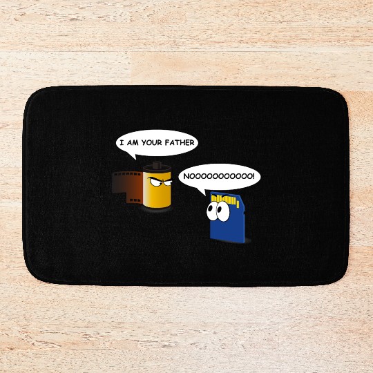 Funny photography Bath Mats with father and son film a