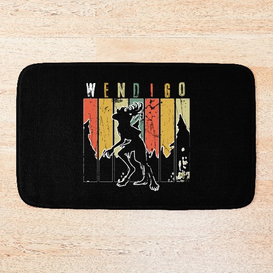 Retro Folk Wendigo Halloween Cryptid Monster Bath Mats