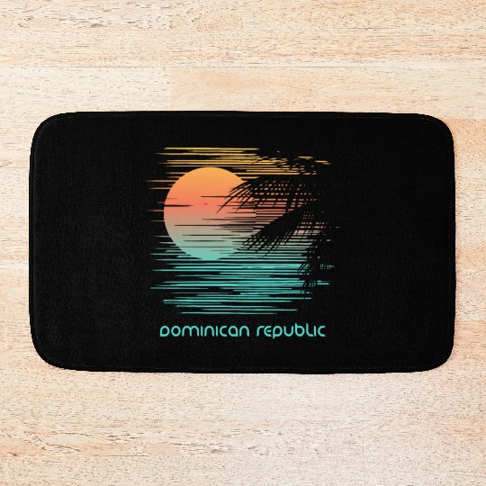 Artistic Dominican Republic Palm Tree Vacation Bath Mats