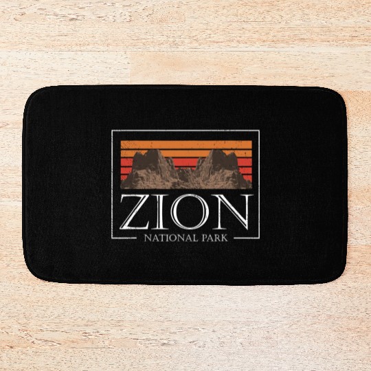 Retro Zion National Park US Vintage Utah Adventure Bath Mats