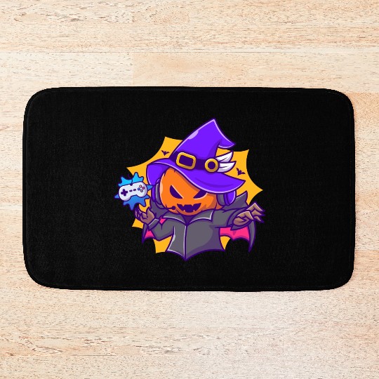 Gamer witches pumpkin vampire - halloween Bath Mats