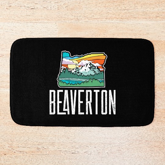 Beaverton Vintage Oregon Nature Outdoors Retro Gra Bath Mats